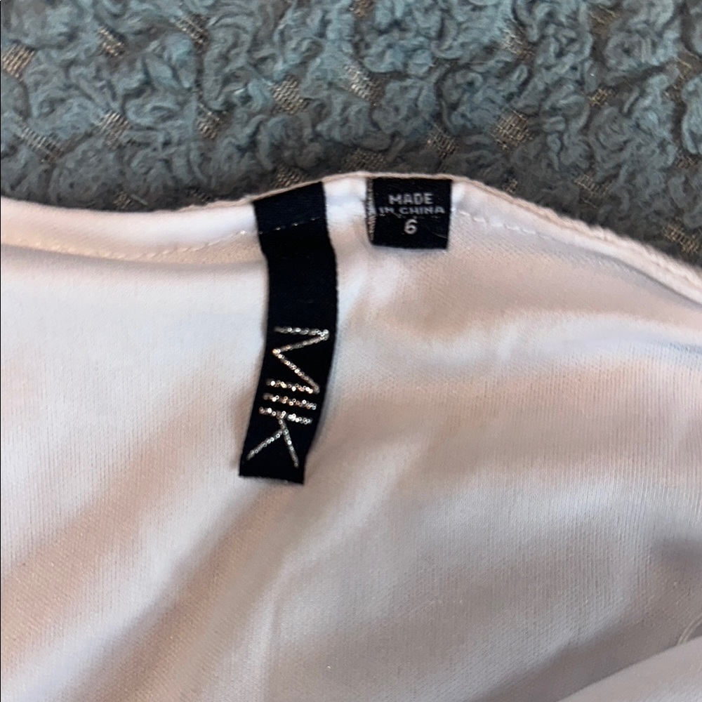 White Short Sleeve Dress with Pom Pom Trim - Picture 3 of 3